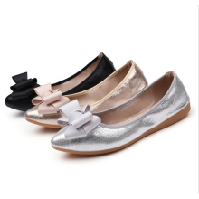 Women's Wedding Flats Shoes Silver/Gold/Black Bowknot Slip On Foldable Ballet Shoes